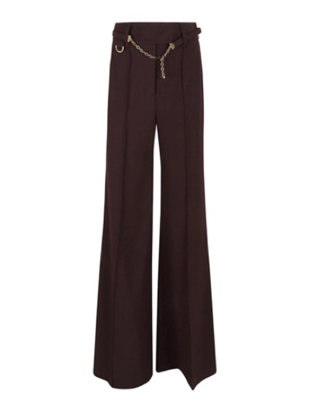 Zimmermann Dark Brown Wide-Leg Trousers with Gold Chain